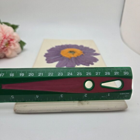 Purple Gerber Daisy Stoneware Clay Art Hand Painted Tile Susan Robertson Pottery - Picture 12 of 12